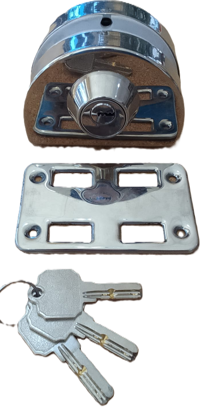 Cerradura De Centro Vidrio-Vidrio Plata Acero Inoxidable